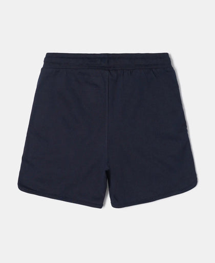 Super Combed Cotton Rich Graphic Printed Shorts with Curved Hem - Navy Blazer-2