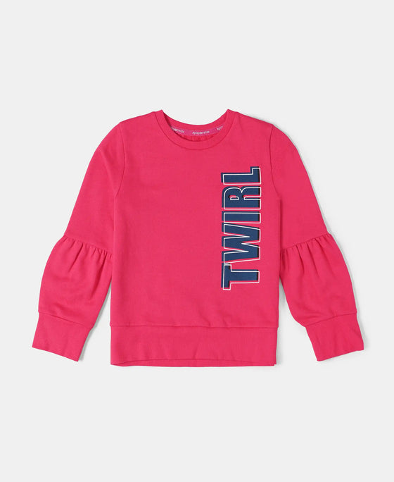 Super Combed Cotton French Terry Graphic Printed Sweatshirt - Ruby-1