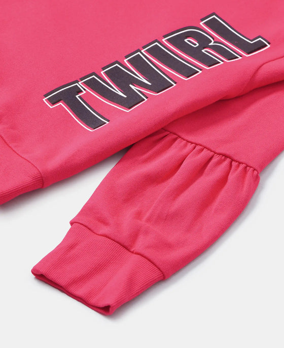 Super Combed Cotton French Terry Graphic Printed Sweatshirt - Ruby-3