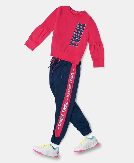 Super Combed Cotton French Terry Graphic Printed Sweatshirt - Ruby-4