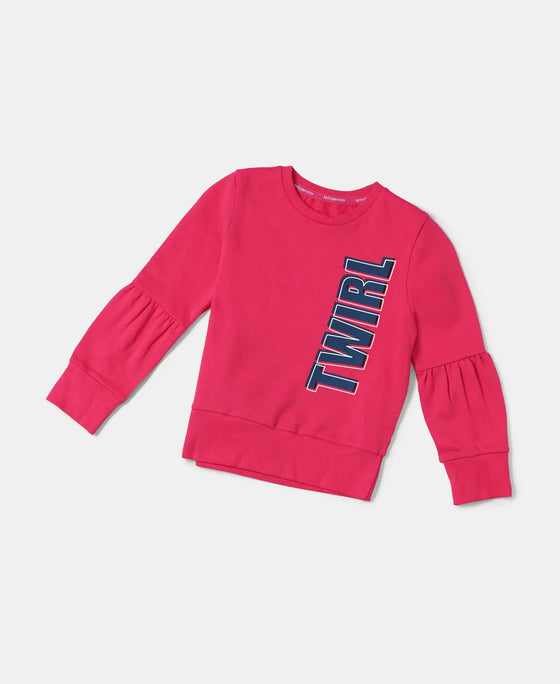Super Combed Cotton French Terry Graphic Printed Sweatshirt - Ruby-5
