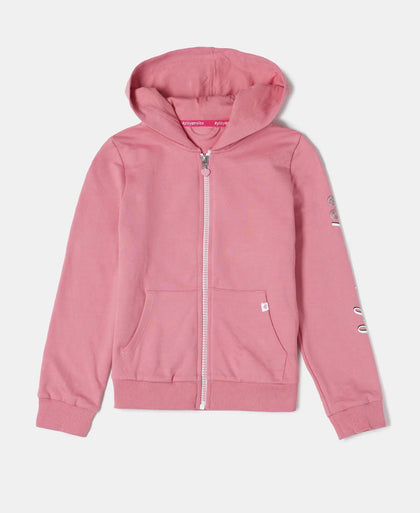Super Combed Cotton French Terry Graphic Printed Hoodie Jacket - Brandied Apricot-1