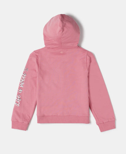 Super Combed Cotton French Terry Graphic Printed Hoodie Jacket - Brandied Apricot-2