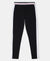 Super Combed Cotton Elastane Leggings with Contrast Side Panel - Black-1