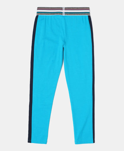 Super Combed Cotton Elastane Leggings with Contrast Side Panel - Sky Dive-2