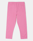 Super Combed Cotton Elastane Three Quarter Leggings - Pink Carnation-1