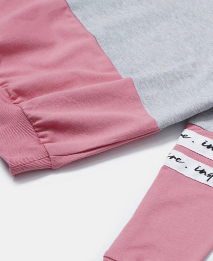 Super Combed Cotton French Terry Sweatshirt with Contrast Sleeve Taping - Light Grey Melange-3