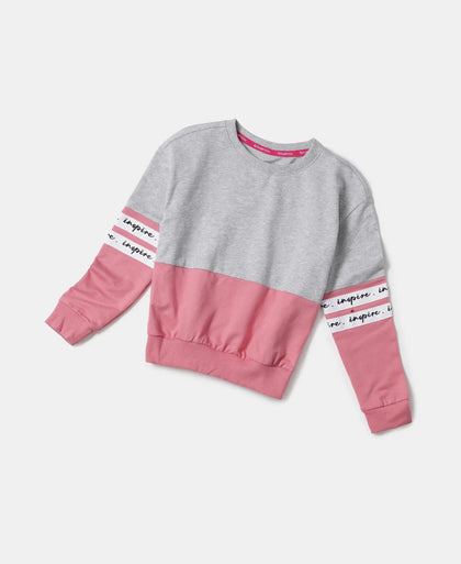 Super Combed Cotton French Terry Sweatshirt with Contrast Sleeve Taping - Light Grey Melange-5