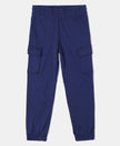 Super Combed Cotton Cargo Pants with Elasticated Hem - Imperial Blue-1
