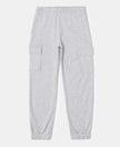 Super Combed Cotton Cargo Pants with Elasticated Hem - Light Grey Melange-1
