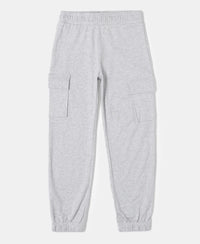 Super Combed Cotton Cargo Pants with Elasticated Hem - Light Grey Melange-1