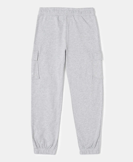 Super Combed Cotton Cargo Pants with Elasticated Hem - Light Grey Melange-2