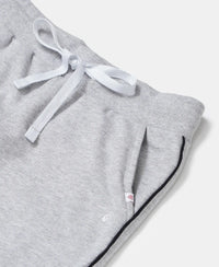 Super Combed Cotton French Terry Graphic Printed Relaxed Fit Joggers - Light Grey Melange-3