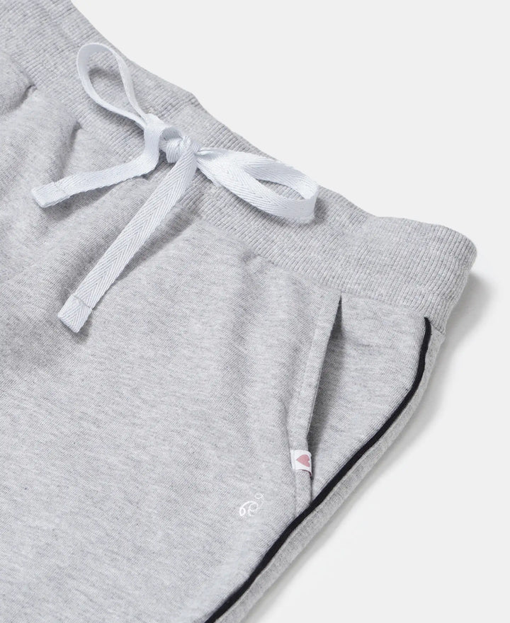 Super Combed Cotton French Terry Graphic Printed Relaxed Fit Joggers - Light Grey Melange-3