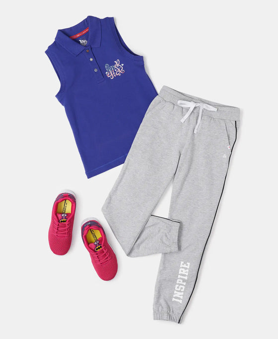 Super Combed Cotton French Terry Graphic Printed Relaxed Fit Joggers - Light Grey Melange-6