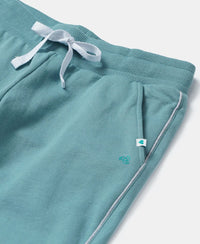 Super Combed Cotton French Terry Graphic Printed Relaxed Fit Joggers - Mineral Blue-3