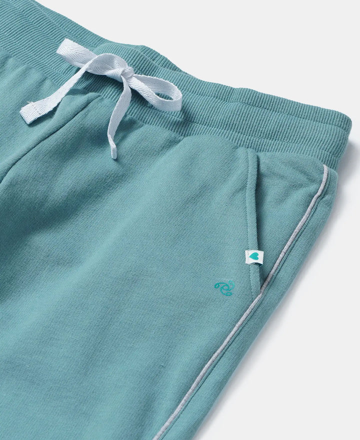 Super Combed Cotton French Terry Graphic Printed Relaxed Fit Joggers - Mineral Blue-3