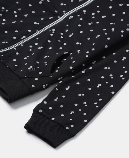 Super Combed Cotton French Terry Printed Hoodie Jacket - Black Printed-3