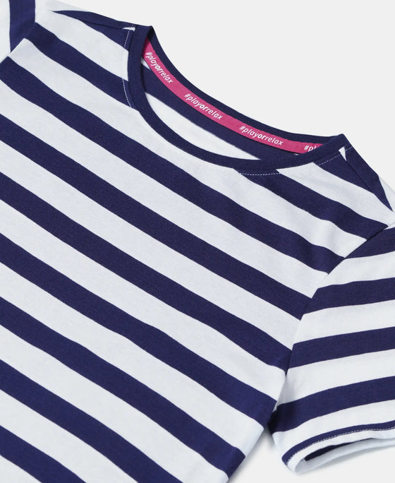 Super Combed Cotton Striped Dress - Imperial Blue-4