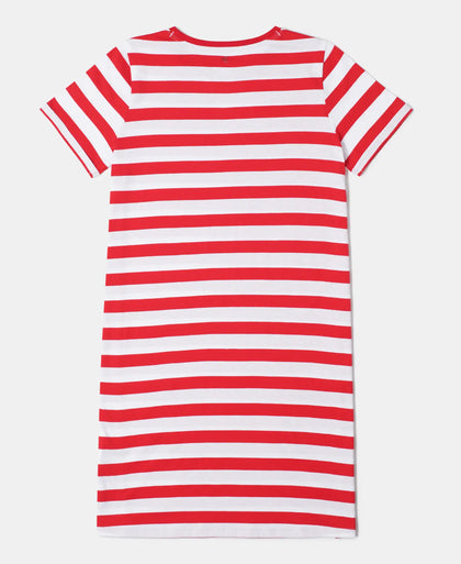 Super Combed Cotton Striped Dress - Rio Red-2