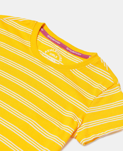 Super Combed Cotton Striped Short Sleeve T-Shirt - Spectra Yellow-3