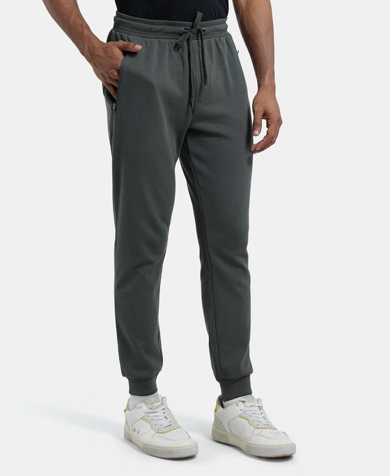 Super Combed Cotton Rich Slim Fit Jogger with Zipper Pockets - Deep Olive-2