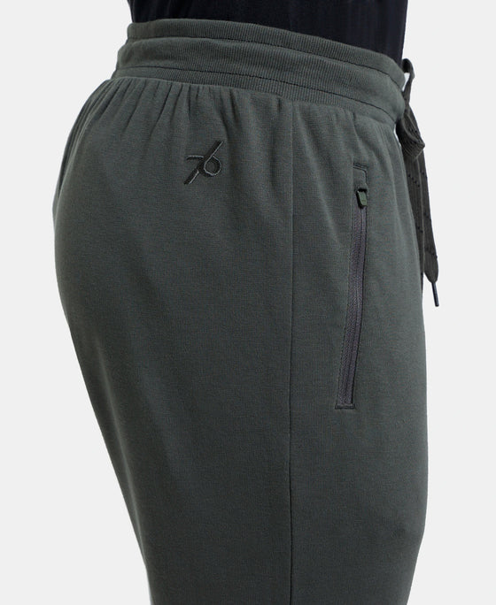 Super Combed Cotton Rich Slim Fit Jogger with Zipper Pockets - Deep Olive-7