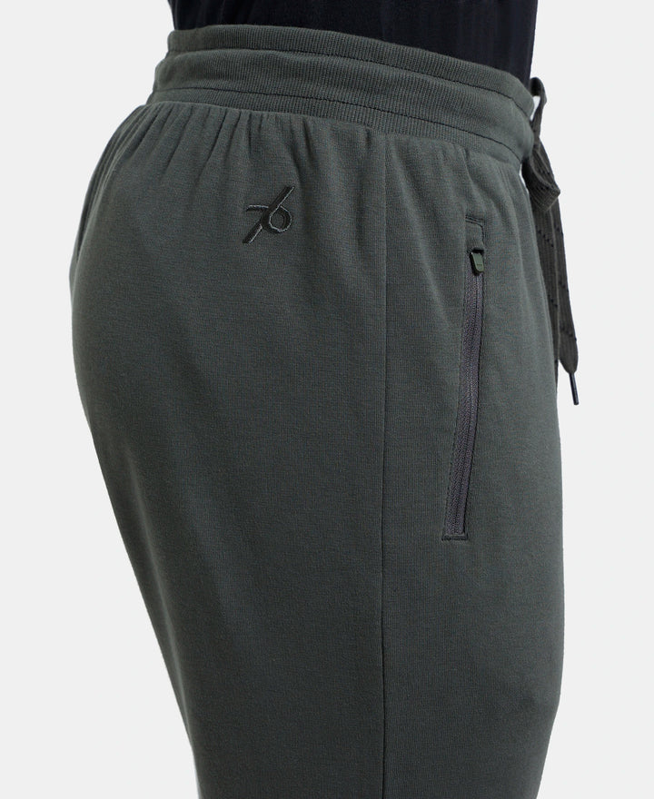 Super Combed Cotton Rich Slim Fit Jogger with Zipper Pockets - Deep Olive-7