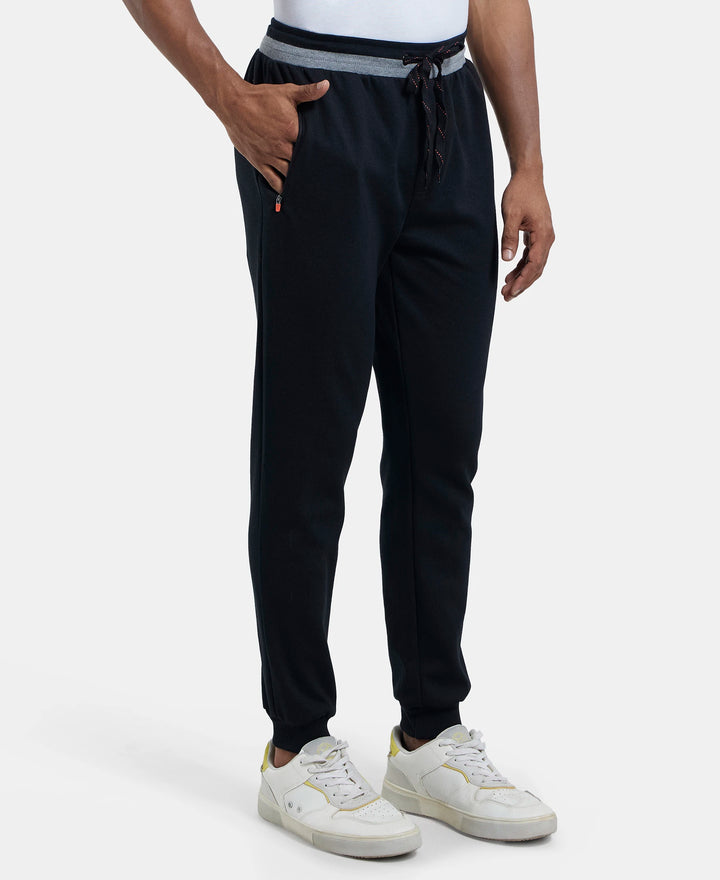 Super Combed Cotton Rich Pique Slim Fit Jogger with Zipper Pockets - Black-2