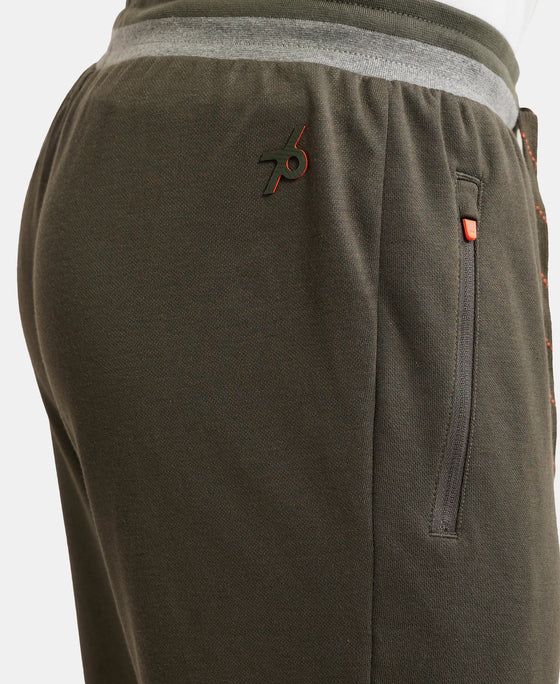 Super Combed Cotton Rich Pique Slim Fit Jogger with Zipper Pockets - Deep Olive-7