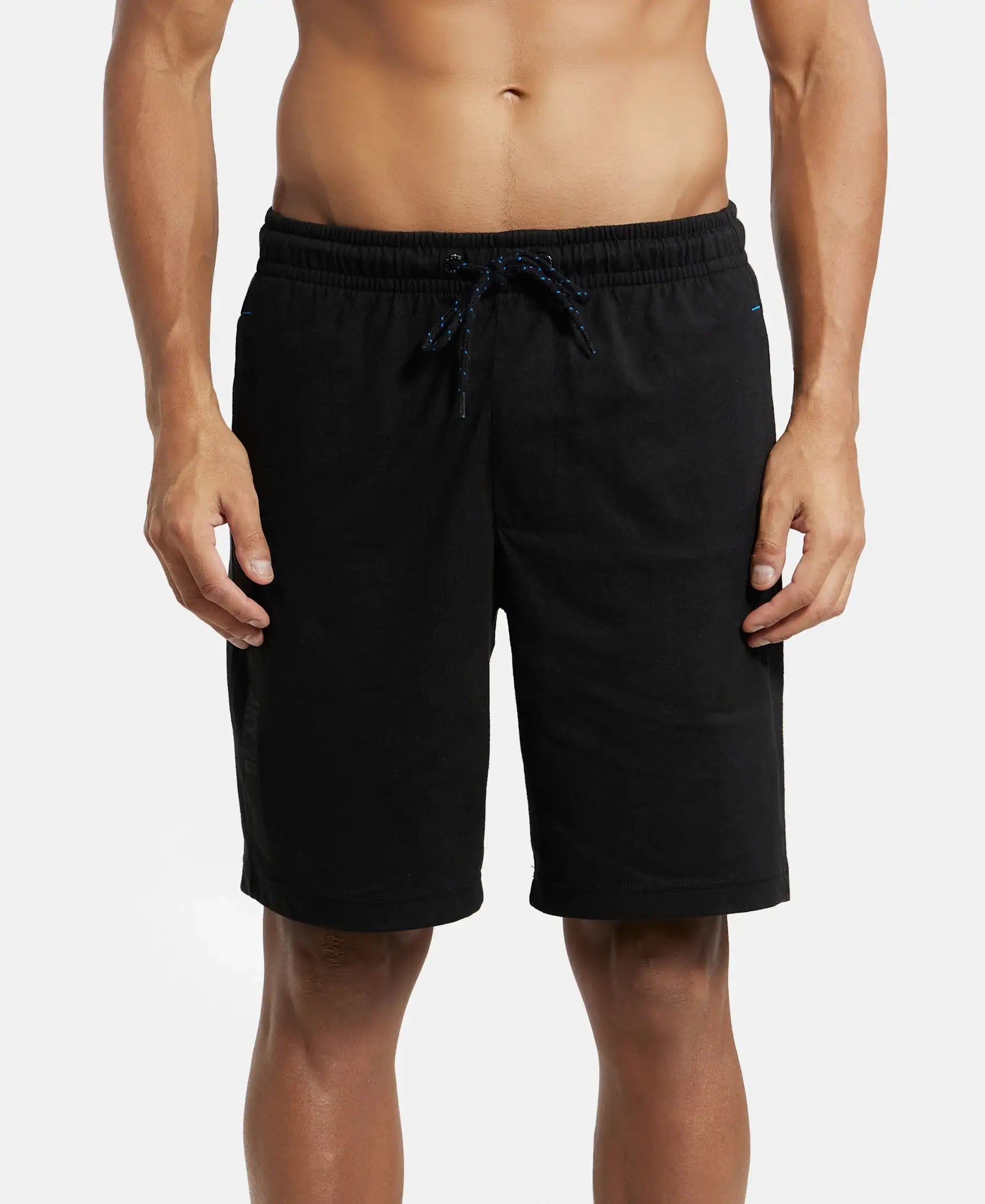 Super Combed Cotton Straight Fit Shorts with Side Pockets Black