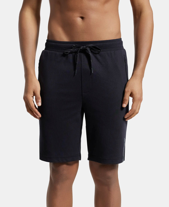 Super Combed Cotton Rich Straight Fit Shorts with Zipper Pockets - Black-1