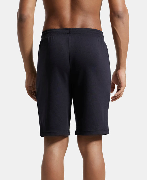 Super Combed Cotton Rich Straight Fit Shorts with Zipper Pockets - Black-3