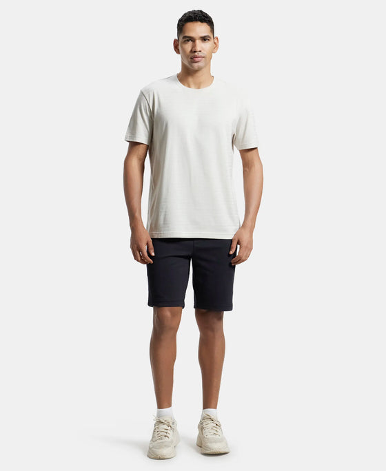 Super Combed Cotton Rich Straight Fit Shorts with Zipper Pockets - Black-4