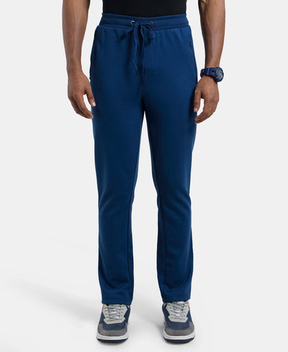 Super Combed Cotton Rich Pique Slim Fit Trackpant with Side Zipper Pockets - Insignia Blue-1