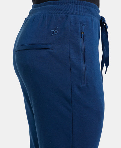 Super Combed Cotton Rich Pique Slim Fit Trackpant with Side Zipper Pockets - Insignia Blue-7