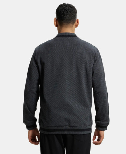 Super Combed Cotton Rich Fleece Jacket With StayWarm Technology - Black & True Black Melange-3