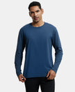 Super Combed Cotton Rich Solid Round Neck Full Sleeve T-Shirt - Mid Night Navy-1