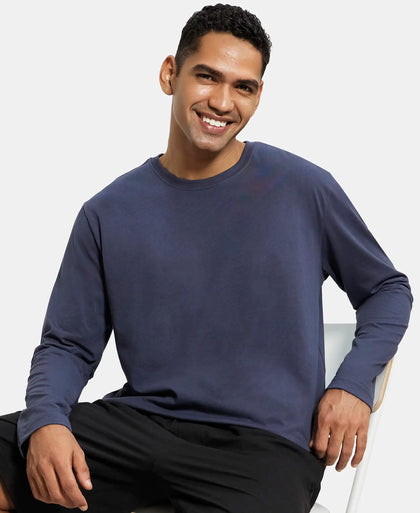 Super Combed Cotton Rich Solid Round Neck Full Sleeve T-Shirt - Odyssey grey-5