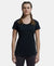 Tactel Microfiber Elastane Relaxed Fit Solid Curved Hem Styled Half Sleeve T-Shirt - Black-1