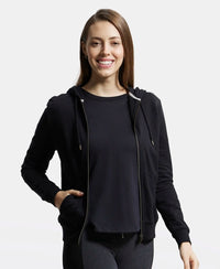 Super Combed Cotton French Terry Fabric Hoodie Jacket with Side Pockets - Black-5