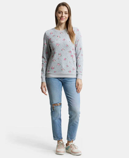 Super Combed Cotton Elastane Stretch French Terry Fabric Printed Sweatshirt with Ribbed Cuffs - High Rise-4