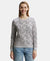 Super Combed Cotton Elastane Stretch French Terry Fabric Printed Sweatshirt with Ribbed Cuffs - Light Grey Melange-1