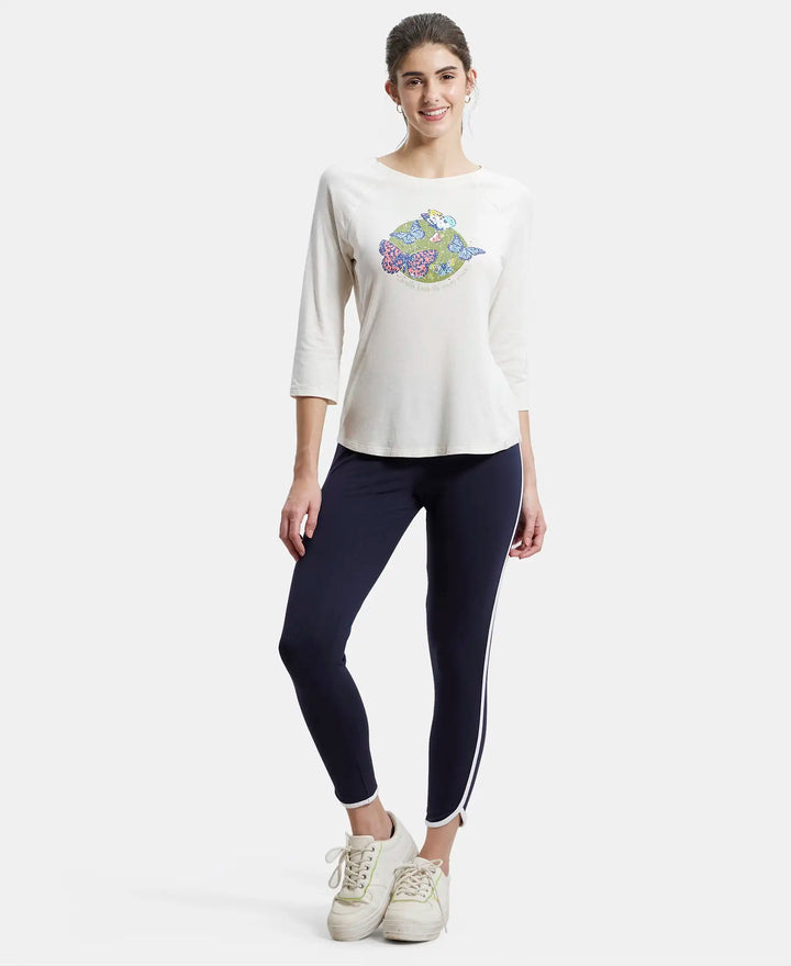 Super Combed Cotton Elastane Leggings with Contrast Side Piping - Navy Blazer-4