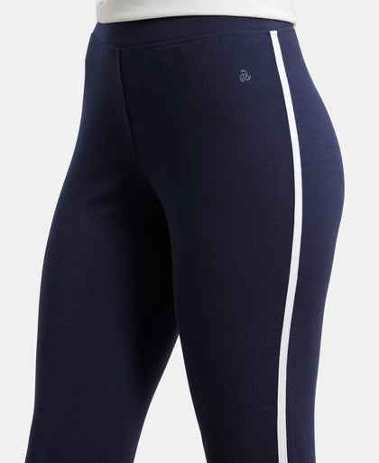 Super Combed Cotton Elastane Leggings with Contrast Side Piping - Navy Blazer-6