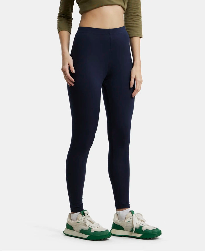 Super Combed Cotton Elastane Leggings with Ultrasoft Waistband - Navy Blazer-2
