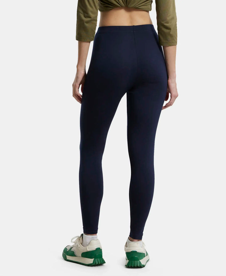 Super Combed Cotton Elastane Leggings with Ultrasoft Waistband - Navy Blazer-3