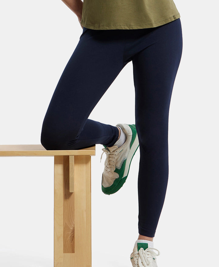 Super Combed Cotton Elastane Leggings with Ultrasoft Waistband - Navy Blazer-5