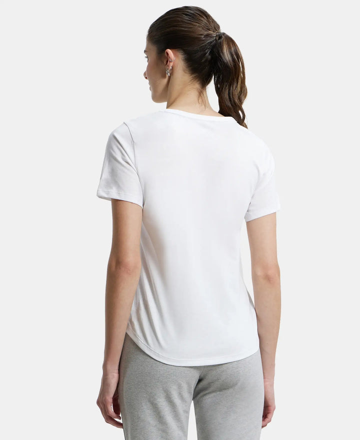 Super Combed Cotton Rich Relaxed Fit Solid Curved Hem Styled Half Sleeve T-Shirt - White-3