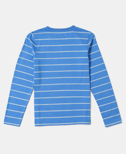 Super Combed Cotton Graphic Printed Full Sleeve T-Shirt - Palace Blue AOP-2